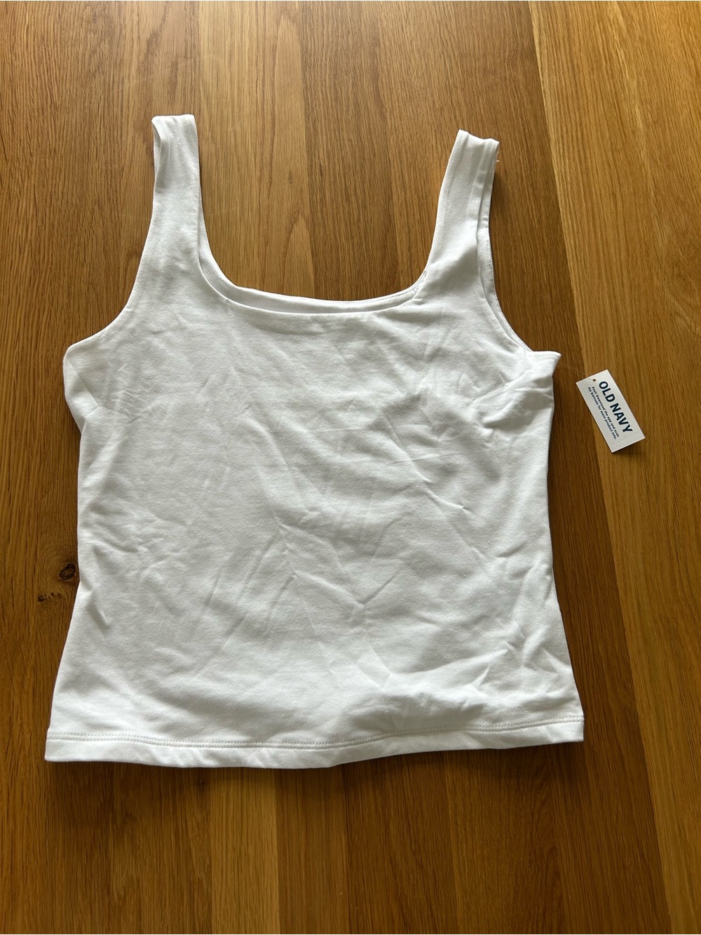 Old Navy White Ribbed Scoop Tank
